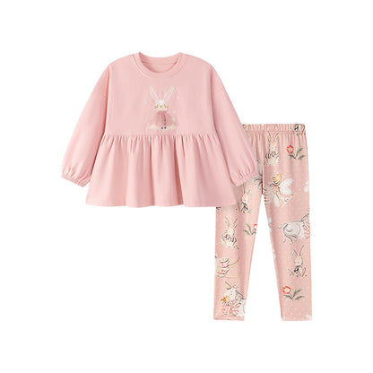 Spring and Autumn Girls Cartoon Pattern Long Sleeves Top and Dots Pattern Pants Clothing Set, MyKids-USA®, Baby & Toddler Outfits, MyKids-USA -  -  -  -  -  -  - 