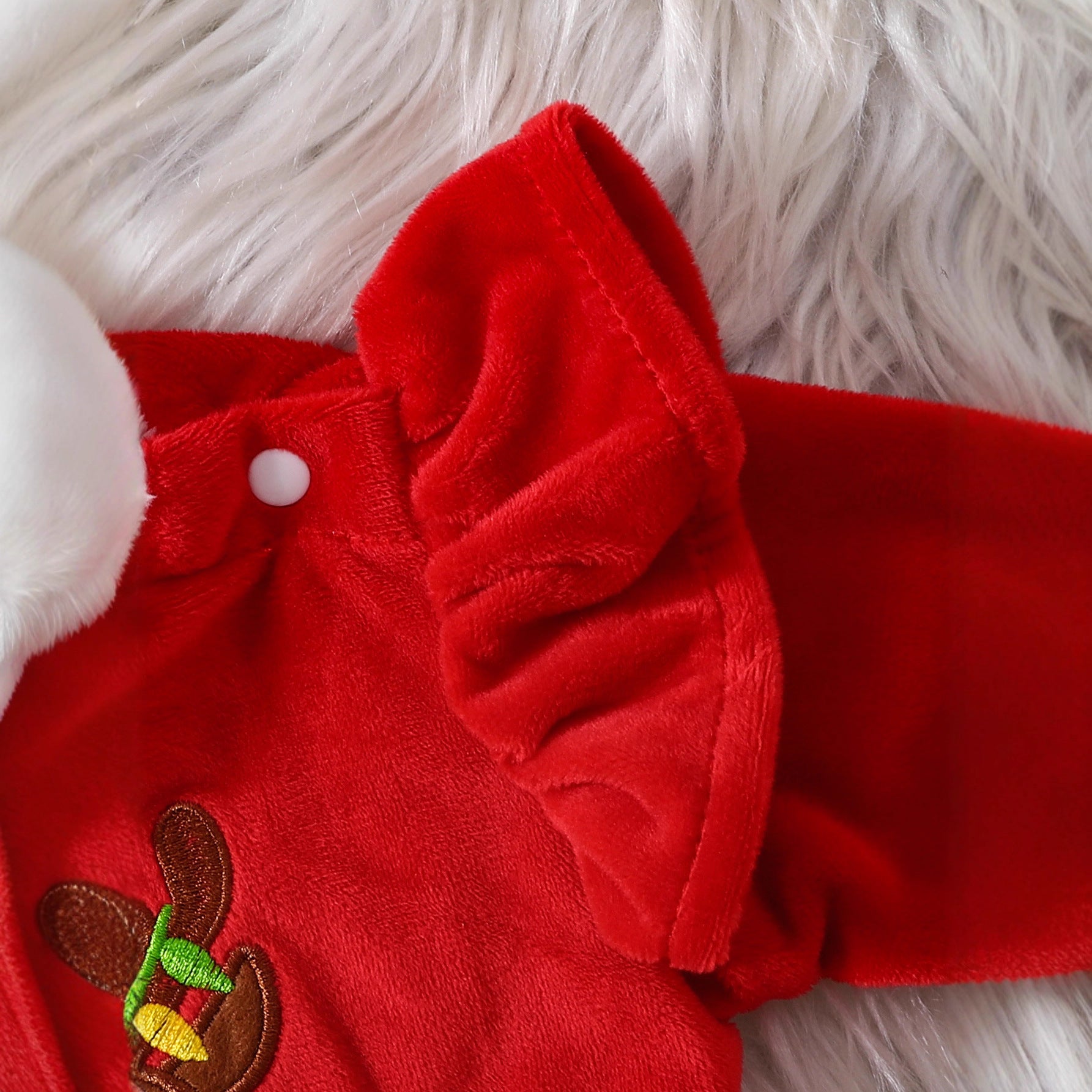 Christmas Arrival Baby Girls Long Sleeves Red Cartoon Fluffy Bodysuit, MyKids-USA®, Baby One-Pieces, MyKids-USA -  -  -  -  -  -  - .