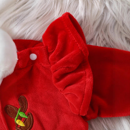 Christmas Arrival Baby Girls Long Sleeves Red Cartoon Fluffy Bodysuit, MyKids-USA®, Baby One-Pieces, MyKids-USA -  -  -  -  -  -  - .