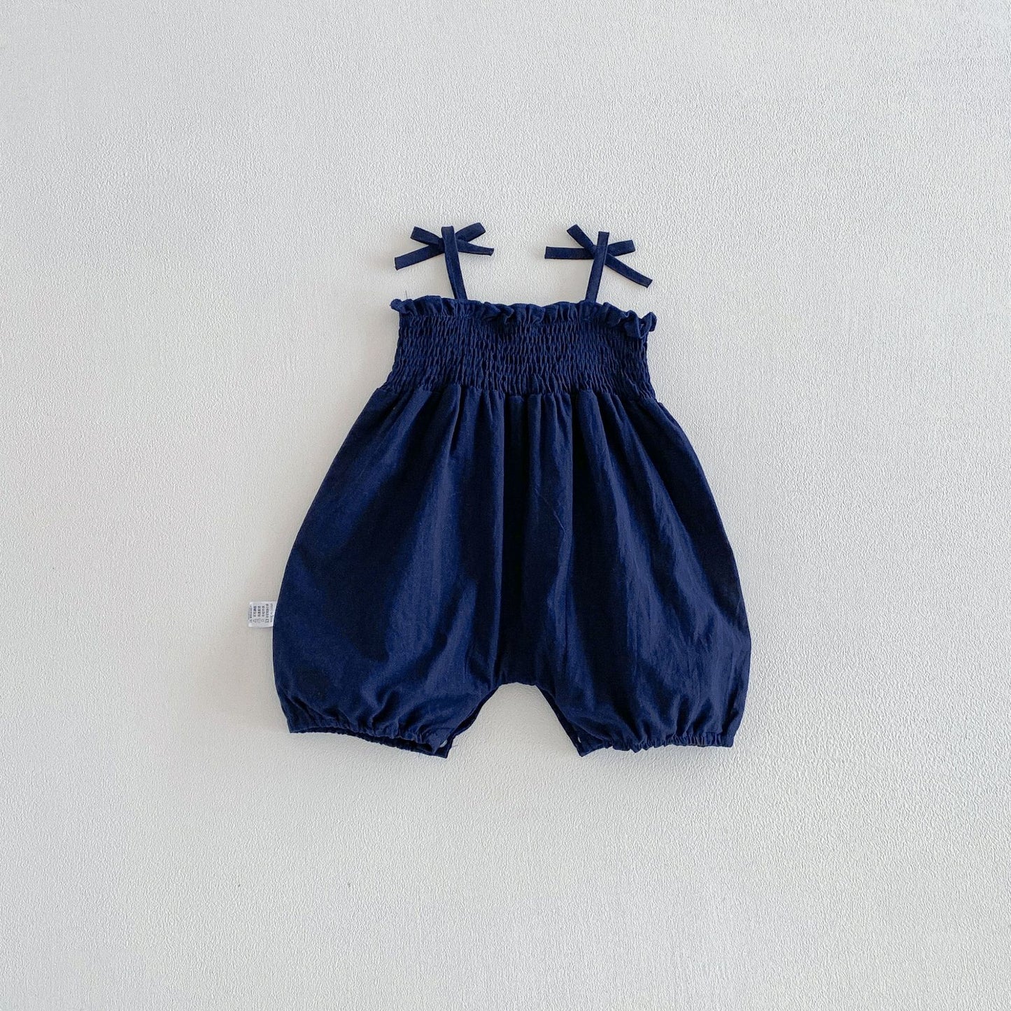 Summer Arrival Baby Girls Sleeveless Floral or Solid Color Strap Rompers, MyKids-USA®, Baby & Children's One-Pieces, MyKids-USA - Size/Age - 66 (3-6M) - Color - Navy Blue (Dark Blue) -  -  - TR2604202248-B.