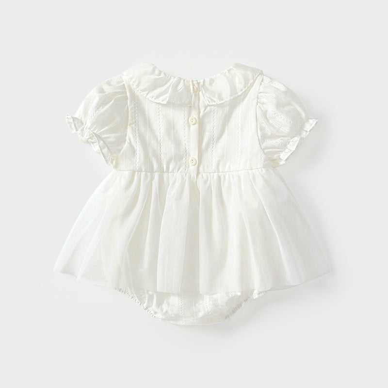 Summer Arrival Baby Girls Cute Solid Color Floral Embroidery Short Sleeves Dress Design Onesies, MyKids-USA®, Baby One-Pieces, MyKids-USA -  -  -  -  -  -  - 