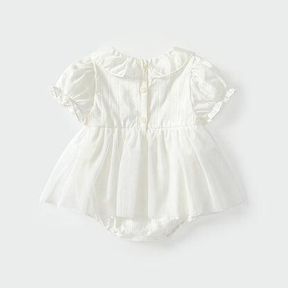 Summer Arrival Baby Girls Cute Solid Color Floral Embroidery Short Sleeves Dress Design Onesies, MyKids-USA®, Baby One-Pieces, MyKids-USA -  -  -  -  -  -  - 