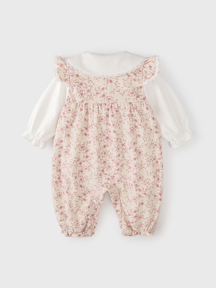Autumn Arrival Baby Girls Flowers Pattern Single Breasted Romper with Cute Collar, MyKids-USA®, Baby One-Pieces, MyKids-USA -  -  -  -  -  -  - 