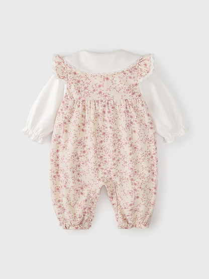 Autumn Arrival Baby Girls Flowers Pattern Single Breasted Romper with Cute Collar, MyKids-USA®, Baby One-Pieces, MyKids-USA -  -  -  -  -  -  - 