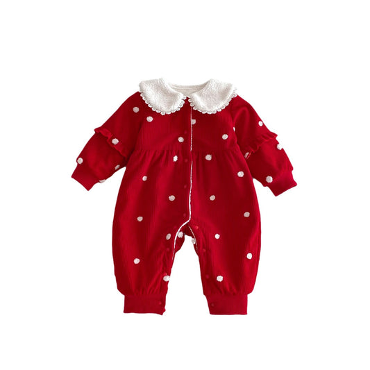 Winter Arrival Baby Cute Polka Dots Warm Fleece Rompers, MyKids-USA®, Baby One-Pieces, MyKids-USA -  -  -  -  -  -  - .