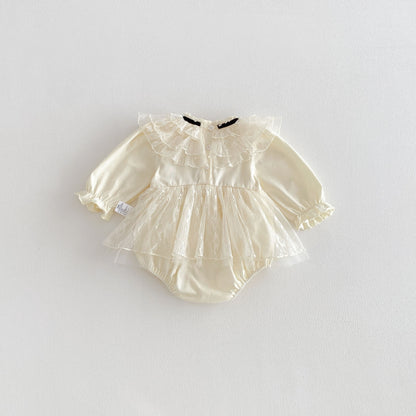 Spring Arrival Baby Girls Long Sleeves Tulle Decorated Flowers Pattern Bodysuit, MyKids-USA®, Bodysuits, MyKids-USA -  -  -  -  -  -  - .