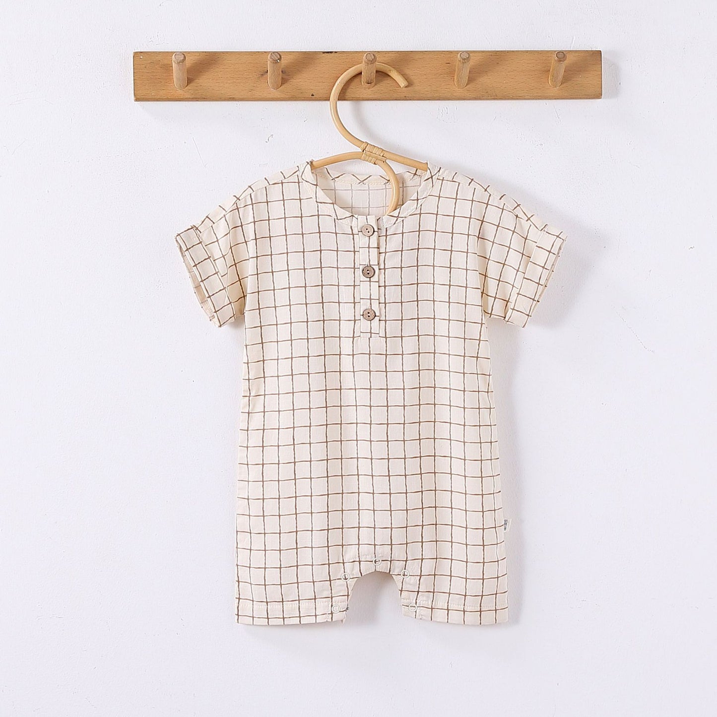 Summer Arrival Baby Unisex Short Sleeves Plaid Pattern Onesies Bodysuits or Rompers, MyKids-USA®, Baby One-Pieces, MyKids-USA - Size/Age - 66 (3-6M) - Color - Apricot -  -  - TR2504202354-A