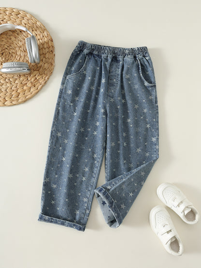 MyKids-USA® Arrival Autumn Girls Stars Pattern Jeans