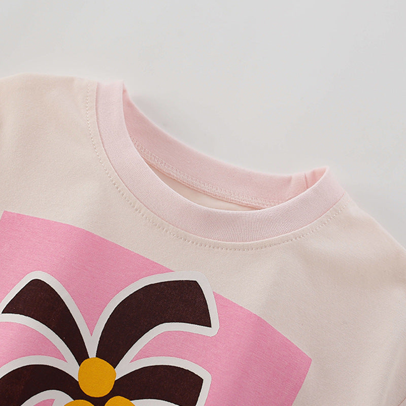 Summer Baby Kids Cartoon Coconut Palm Pattern T-shirt and Pink Shorts Clothing Set for Girls, MyKids-USA®, Baby & Toddler Outfits, MyKids-USA -  -  -  -  -  -  - 