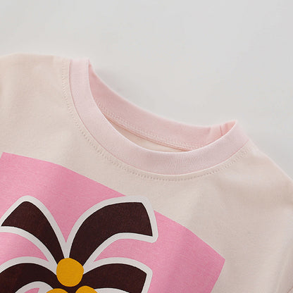 Summer Baby Kids Cartoon Coconut Palm Pattern T-shirt and Pink Shorts Clothing Set for Girls, MyKids-USA®, Baby & Toddler Outfits, MyKids-USA -  -  -  -  -  -  - 