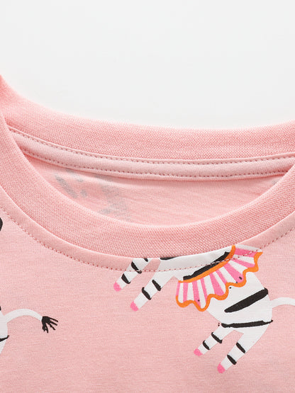 Arrival Summer Baby Kids Girls Short Sleeves Animals Cartoon Pattern Top and Shorts Clothing Set