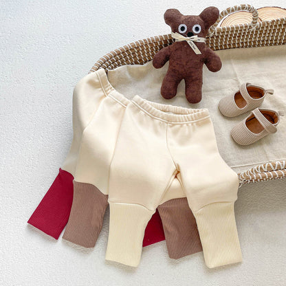 Autumn and Winter Arrival Color Patchwork Style Simple Fleece-Lined Pants for Kids, MyKids-USA®, Trousers, MyKids-USA -  -  -  -  -  -  - .