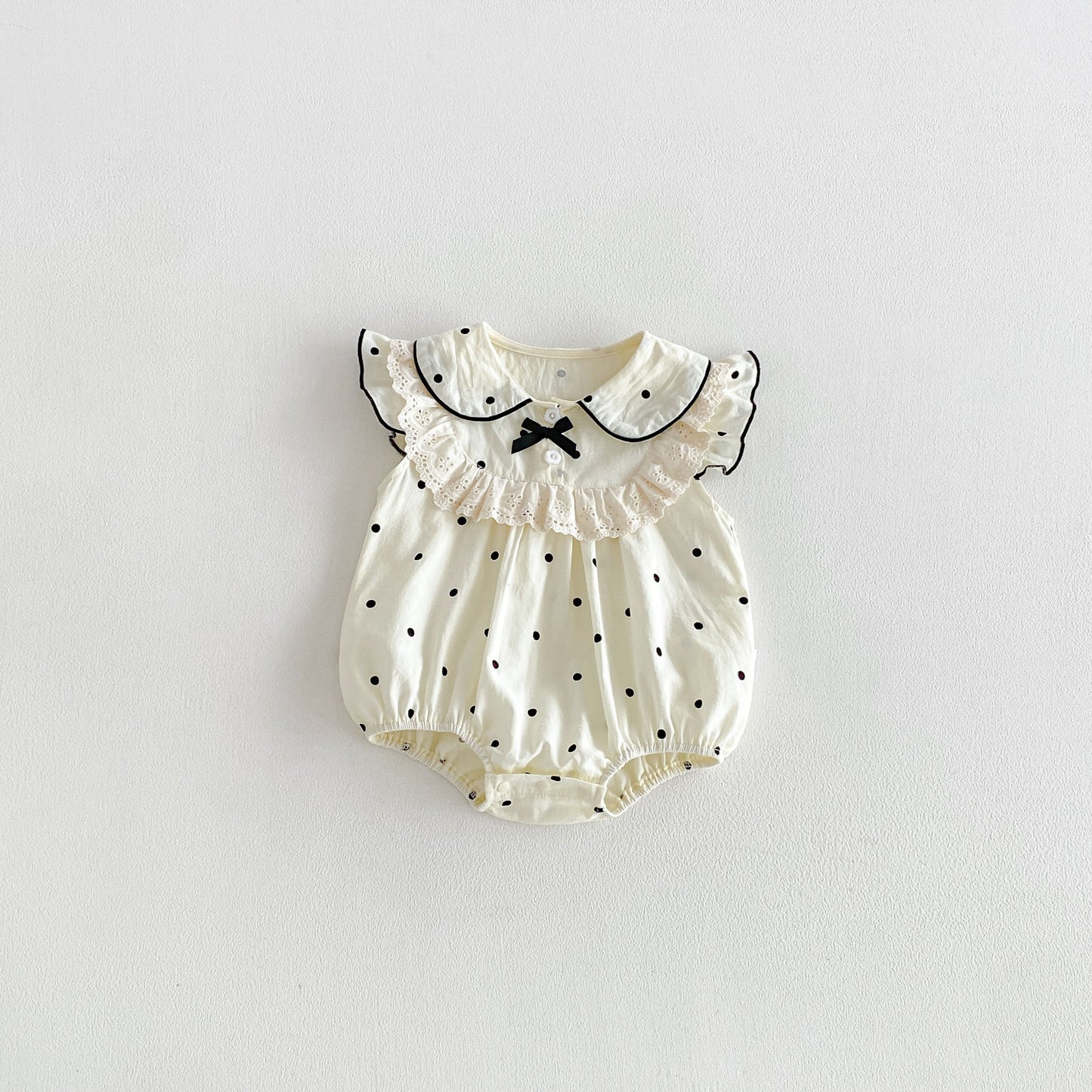 Design Summer Baby Kids Girls Fly Sleeves Dots Pattern Bodysuit