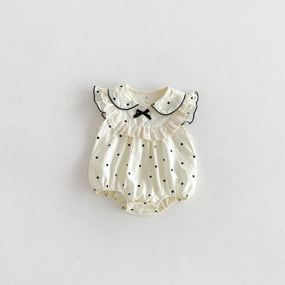 Design Summer Baby Kids Girls Fly Sleeves Dots Pattern Bodysuit