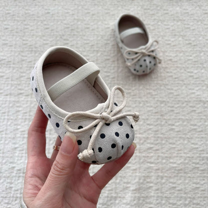 MyKids-USA® Baby Girl Faux Suede Dots Pattern Soft Sole Shoes