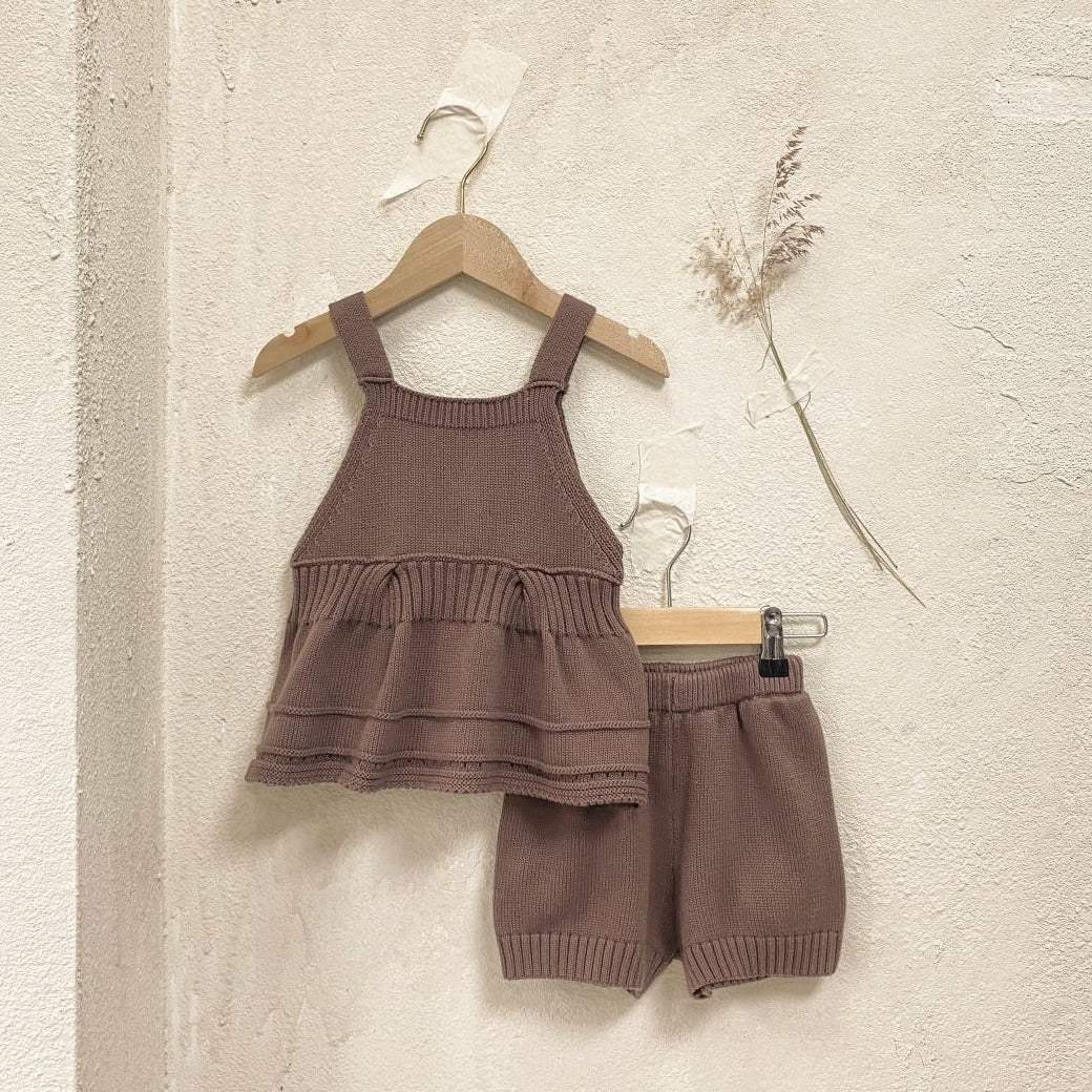 MyKids-USA® Autumn Baby Unisex Sleeveless Plain Vest and Shorts Knit Clothing Set