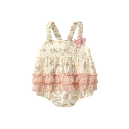 Summer Arrival Baby Girls Cute Floral Pattern Sleeveless Strap Onesies, MyKids-USA®, Baby One-Pieces, MyKids-USA -  -  -  -  -  -  - 