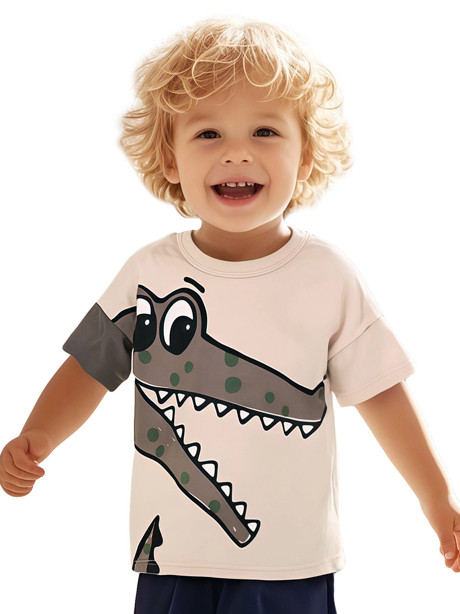 Kids’ Animals Cartoon Pattern Short Sleeves T-shirt in European and American Style for Summer, MyKids-USA®, Baby & Toddler Tops, MyKids-USA -  -  -  -  -  -  - 