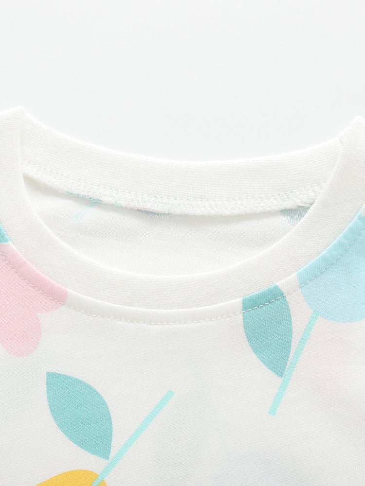 Arrival Summer Baby Kids Girls Short Sleeves Flowers Pattern Top and Shorts Clothing Set