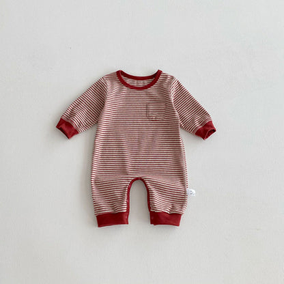 Autumn and Spring Arrival Baby Unisex Long Sleeves Striped Pattern Rompers, MyKids-USA®, Baby One-Pieces, MyKids-USA - Size/Age - 66 (3-6M) - Color - Red -  -  - TR2510292327-B