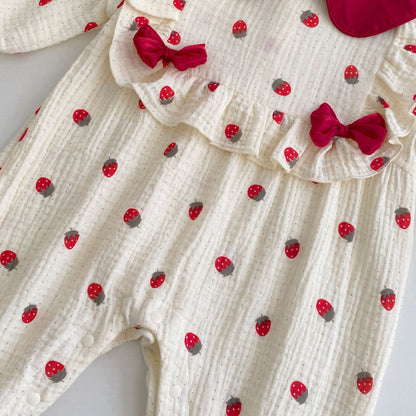 Autumn Arrival Baby Girls Long Sleeves Strawberry Pattern Cute Rompers, MyKids-USA®, Baby One-Pieces, MyKids-USA -  -  -  -  -  -  - 