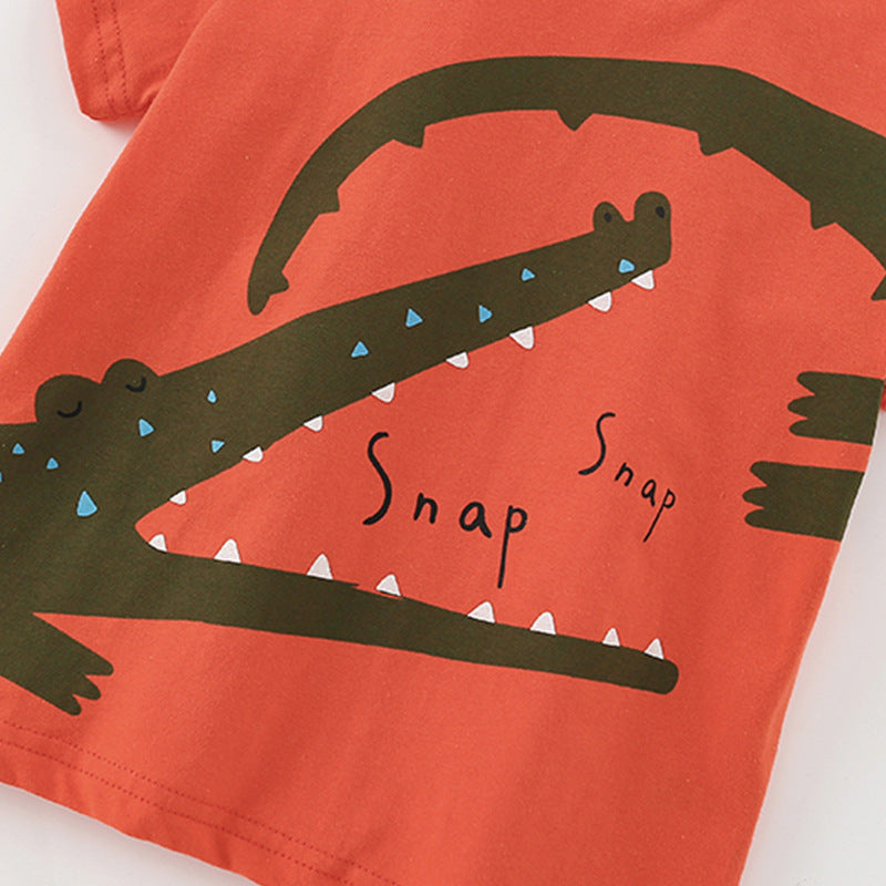Summer Baby Kids Cartoon Crocodiles Pattern T-shirt and Plain Shorts Casual Clothing Set for Boys, MyKids-USA®, Baby & Toddler Outfits, MyKids-USA -  -  -  -  -  -  - 