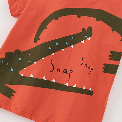 Summer Baby Kids Cartoon Crocodiles Pattern T-shirt and Plain Shorts Casual Clothing Set for Boys, MyKids-USA®, Baby & Toddler Outfits, MyKids-USA -  -  -  -  -  -  - 