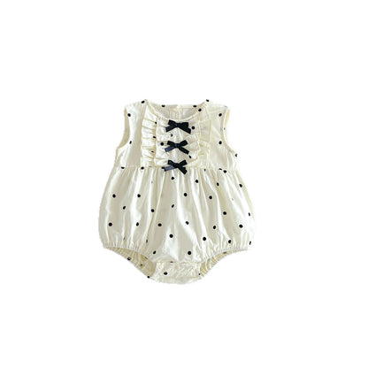 Summer Arrival Baby Girls Sleeveless Dots Pattern Bodysuit