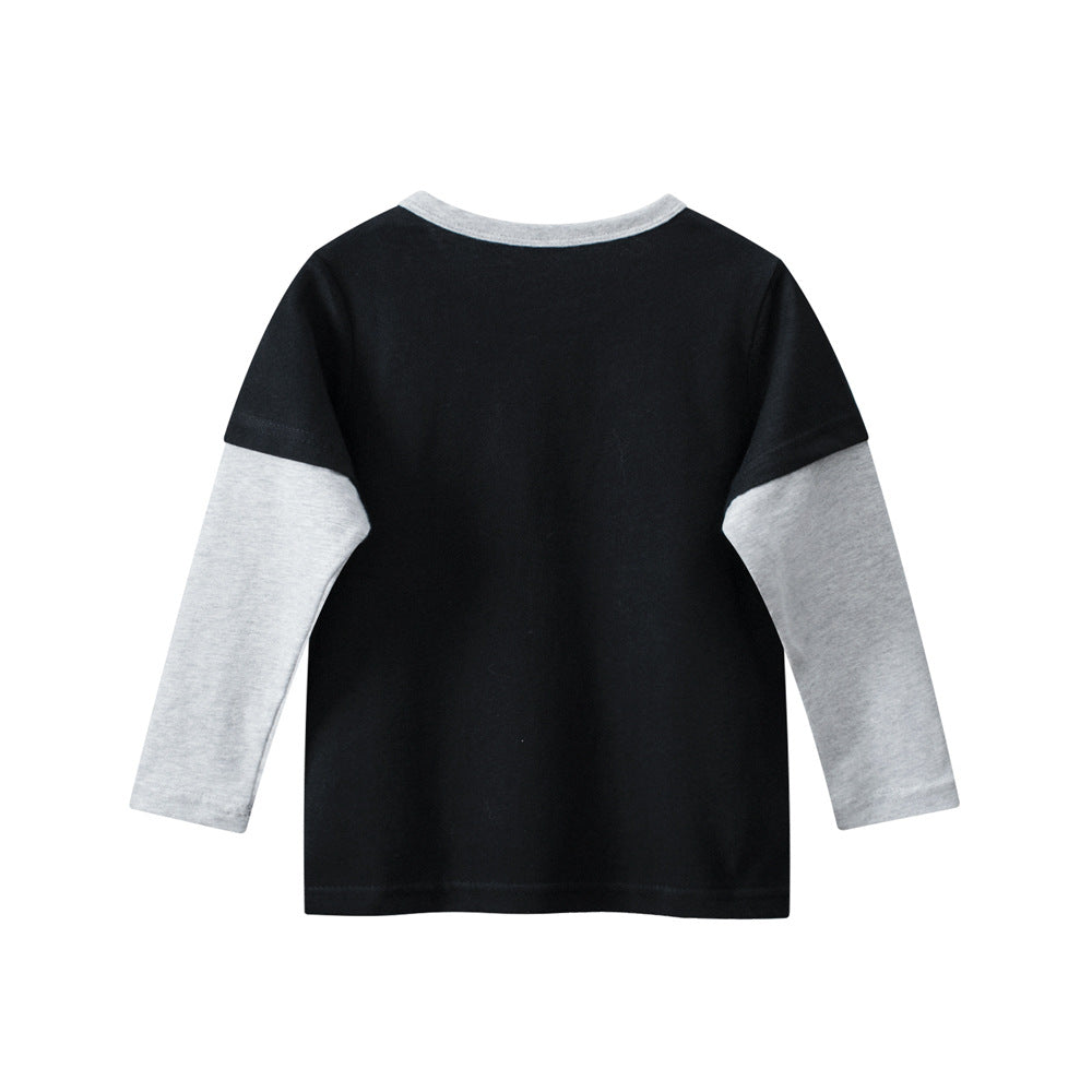 Autumn Baby Kids Boys Letters Print Long Sleeves Crew Neck Color Patchwork Top Shirt, MyKids-USA®, Baby & Toddler Tops, MyKids-USA -  -  -  -  -  -  - 