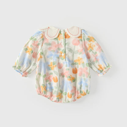 Arrival Spring Baby Girls Flowers Pattern Long Sleeves Embroidered Collar Bodysuit, MyKids-USA®, Bodysuits, MyKids-USA -  -  -  -  -  -  - .
