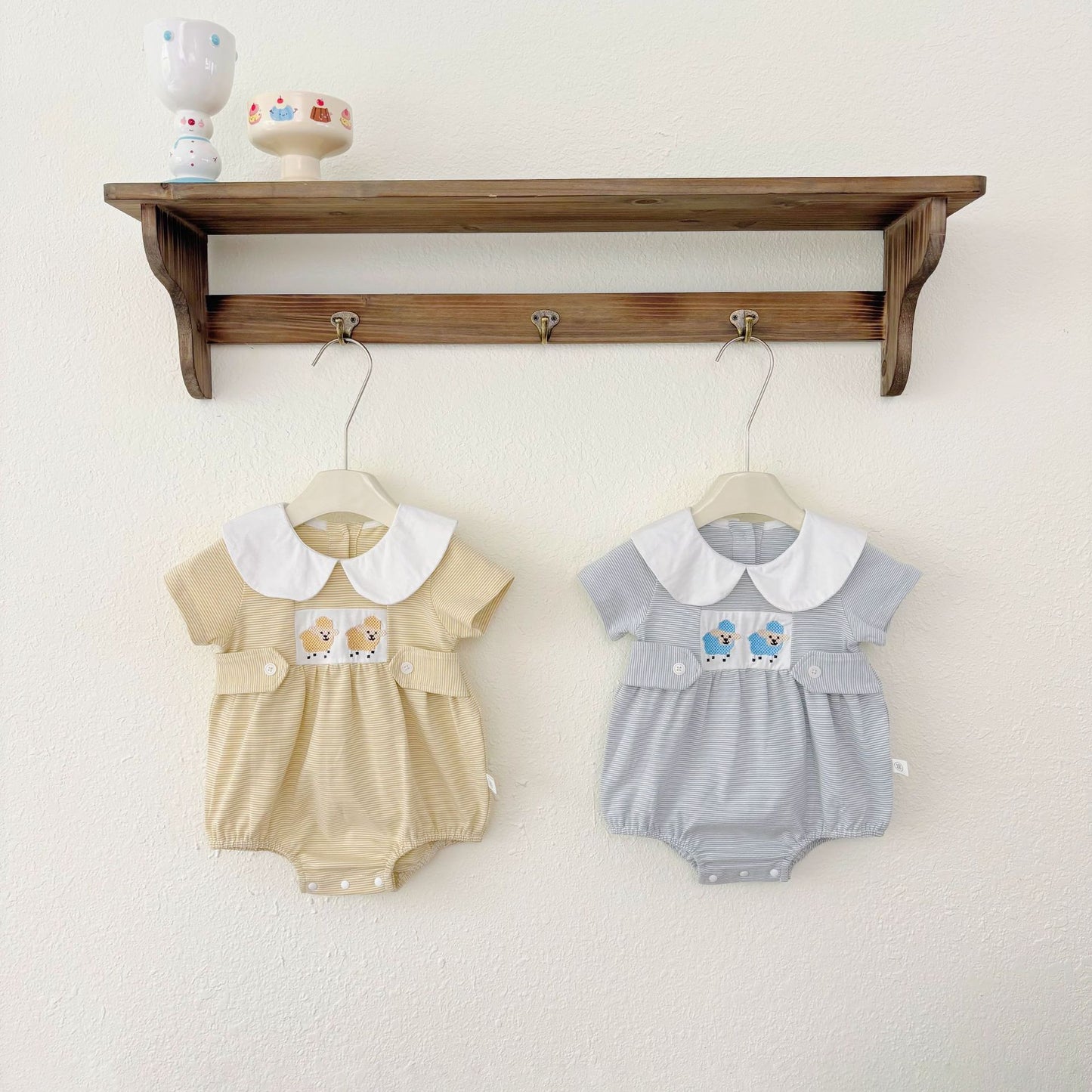 Summer Arrival Baby Girls Cute Short Sleeves Animals Embroidered Pattern Onesies with Peter Pan Collar, MyKids-USA®, Baby One-Pieces, MyKids-USA -  -  -  -  -  -  - 