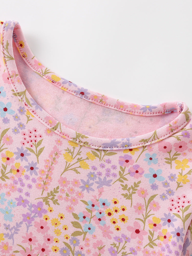 Summer Baby Kids Girls Short Sleeves Floral Pattern Dress