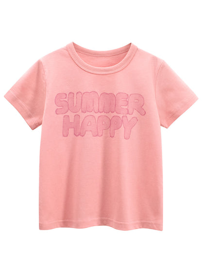 Summer Girls’ Letters Pattern T-shirt in European and American Style