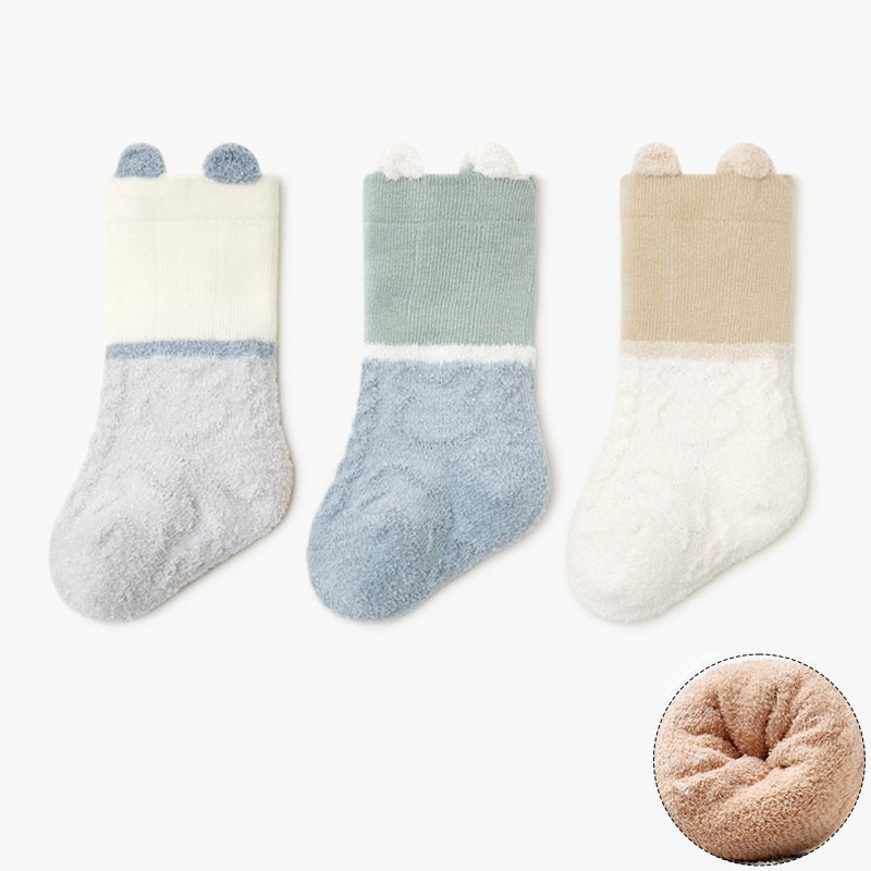 Winter Arrival Baby Unisex Breathable Animals Pattern Color Patchwork Socks 1 Lot=3-Pair Set