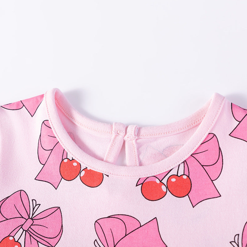 Summer Arrival Butterfly-bows and Fruits Pattern Short Sleeves Crew Neck Dress for Stylish Girls, MyKids-USA®, Baby & Toddler Dresses, MyKids-USA -  -  -  -  -  -  - .