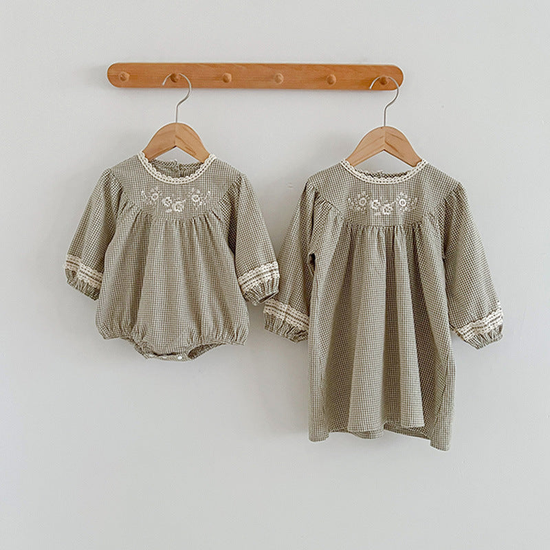 Autumn Vintage Style Embroidered Design Dress & Onesies