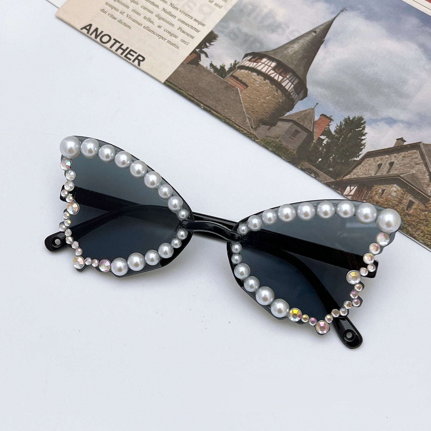 Trendy Butterfly Frame Sunglasses – Pearl-Adorned Party Sunglasses for Girls, MyKids-USA®, Sunglasses, MyKids-USA - Size/Age - Average Size (0-12Y） - Color - Black -  -  - TR2601281022-A.