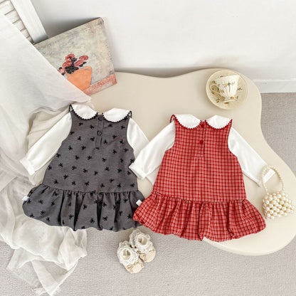 MyKids-USA® Arrival Autumn Baby Kids Girls Sleeveless Dress and Long Sleeves Top