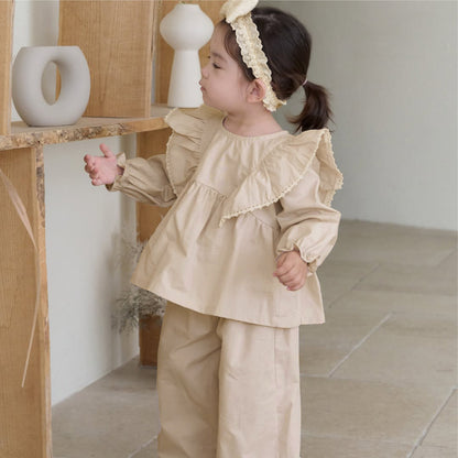 MyKids-USA® Autumn Arrival Baby Girls Long Sleeves Lace Trim Top