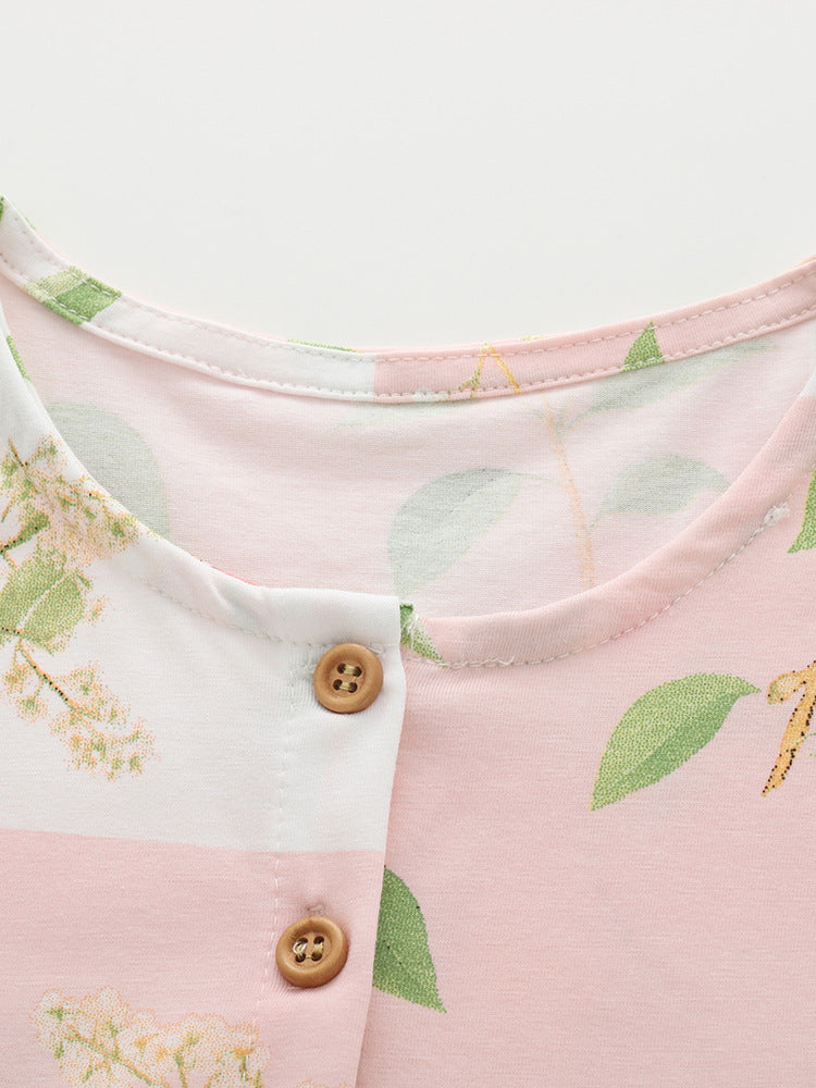 Summer Baby Kids Girls Short Sleeves Fruits Pattern Dress