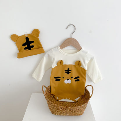Autumn Arrival Baby Unisex Long Sleeves Cute Tiger Pattern Bodysuit