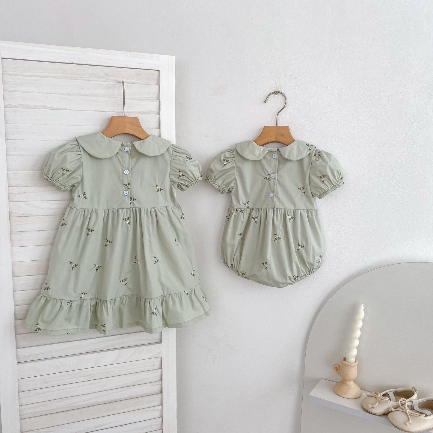 Summer Girls Flowers Pattern Embroidered Onesies and Dress – Princess Sister Matching Set, MyKids-USA®, Baby & Toddler Outfits, MyKids-USA -  -  -  -  -  -  - .