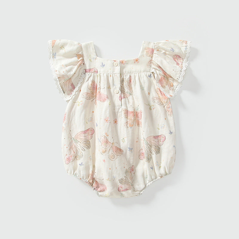 Summer Arrival Fly Sleeves Butterfly Pattern Square Neck Onesies for Stylish Girls, MyKids-USA®, Baby One-Pieces, MyKids-USA -  -  -  -  -  -  - 