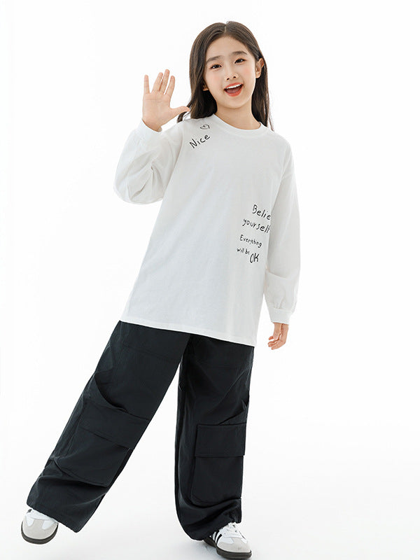 Arrival Autumn Kids Girls Long Sleeves Letters Pattern Sweatshirt and Black Pants Clothing Set