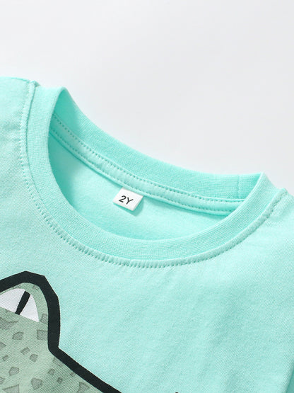 Baby Kids Unisex Alligator Print T-Shirt And Shorts Casual Clothing Set