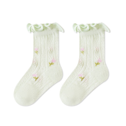 Summer and Spring Baby Kids Girls Breathable Floral Socks, MyKids-USA®, Baby & Toddler Socks & Tights, MyKids-USA - Size/Age - XS (0-6M) - Color - Green -  -  - TR2605162209-B.