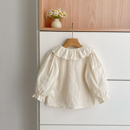 MyKids-USA® Autumn Arrival Baby Girls Long Sleeves Flowers Embroidered Pattern Shirt