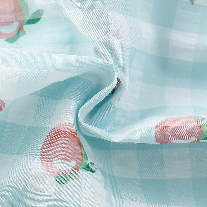 Summer Arrival Fruits Pattern Fly Sleeves Single Breasted Plaid Dress for Stylish Girls, MyKids-USA®, Baby & Toddler Dresses, MyKids-USA -  -  -  -  -  -  - 