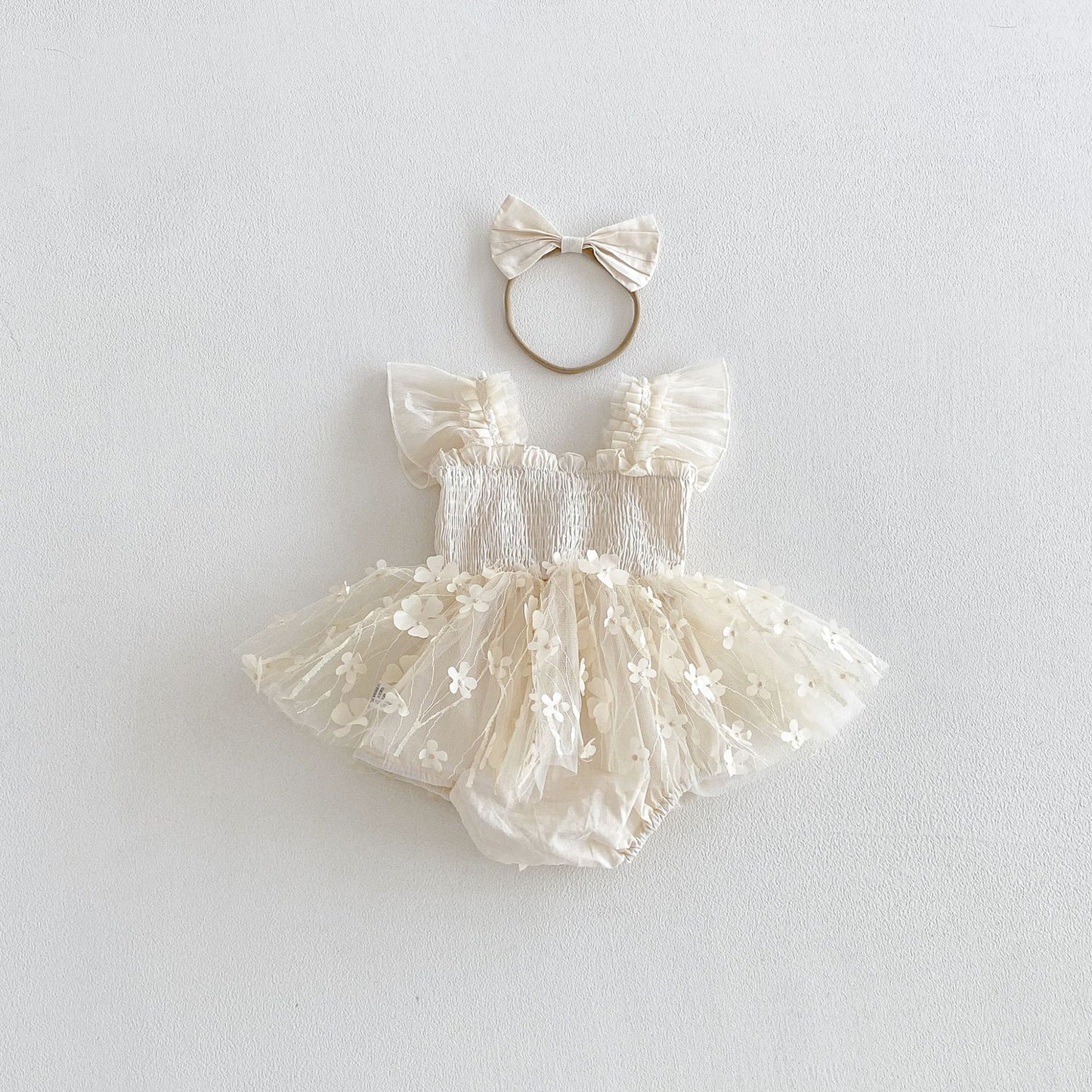 Design Summer Baby Kids Girls Fly Sleeves Flowers Pattern Tulle Bodysuit, MyKids-USA®, Baby & Children's One-Pieces, MyKids-USA - Size/Age - 66 (3-6M) - Color - Beige -  -  - TR2605272359-A.