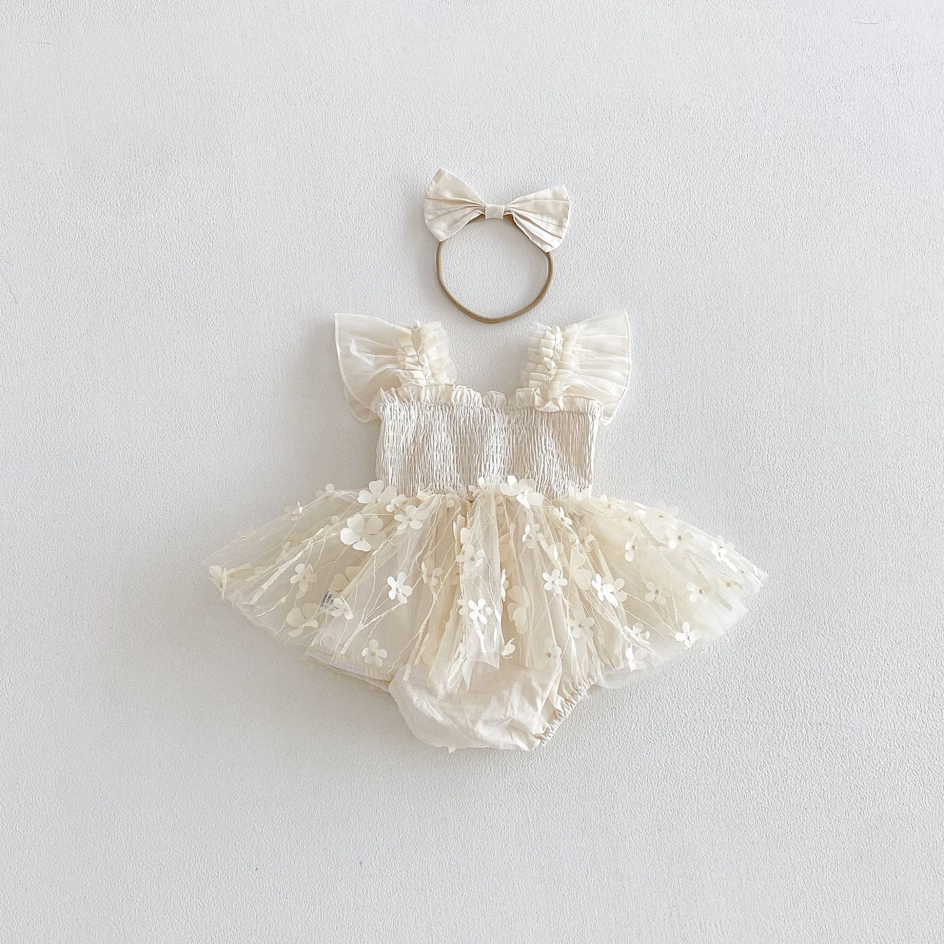 Design Summer Baby Kids Girls Fly Sleeves Flowers Pattern Tulle Bodysuit, MyKids-USA®, Baby & Children's One-Pieces, MyKids-USA - Size/Age - 66 (3-6M) - Color - Beige -  -  - TR2605272359-A.